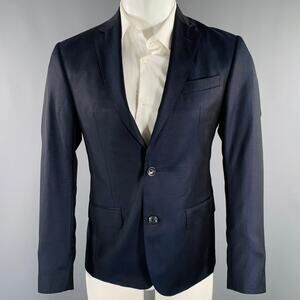 ZIGNONE Size 38 Navy Wool Single Breasted Sport Coat